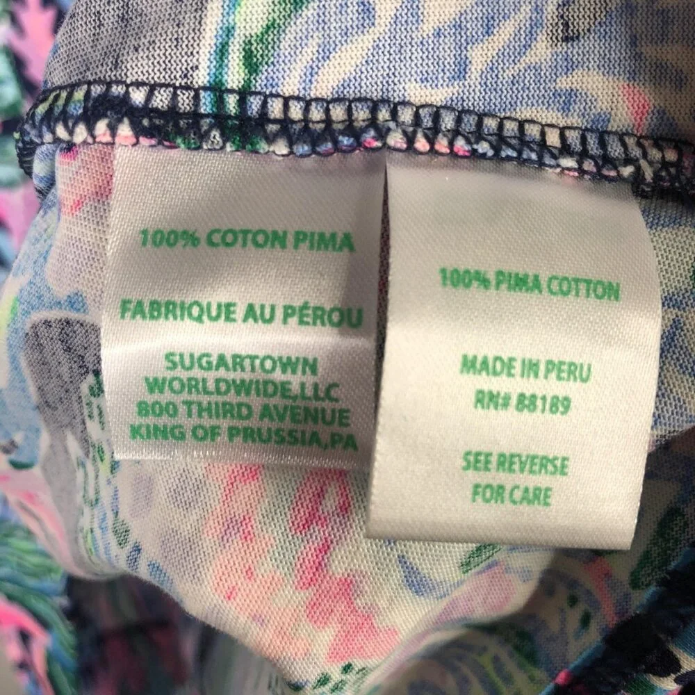 Lilly Pulitzer Dress Womens Medium Multicolor Pima Cotton Sea Life 3/4 Sleeve - Picture 7 of 16